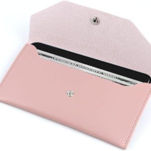 Cash Envelope Wallet, Reusable Envelope Wallet, Men's and Women's Genuine Leather Cashs Wallets, Money Envelopes for Cashs for Bill Planner(Pink)