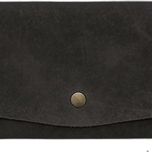 Balck Money Wallet Faux Leather Budget Money Dollar Bill Receipt Cash Coupon Holder Credit Card Organizer for Women and Men (Black)