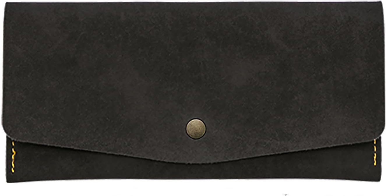 Balck Money Wallet Faux Leather Budget Money Dollar Bill Receipt Cash Coupon Holder Credit Card Organizer for Women and Men (Black)