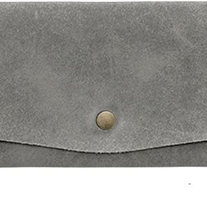 Grey Money Wallet Faux Leather Budget Money Dollar Bill Receipt Coupon Cash Holder Credit Card Organizer for Women and Men (Grey)