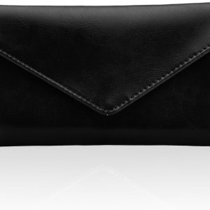 Card Wallet for Women RFID Blocking Envelope Style Ultra Slim Credit Card Case with Zip Coin Pocket, Black