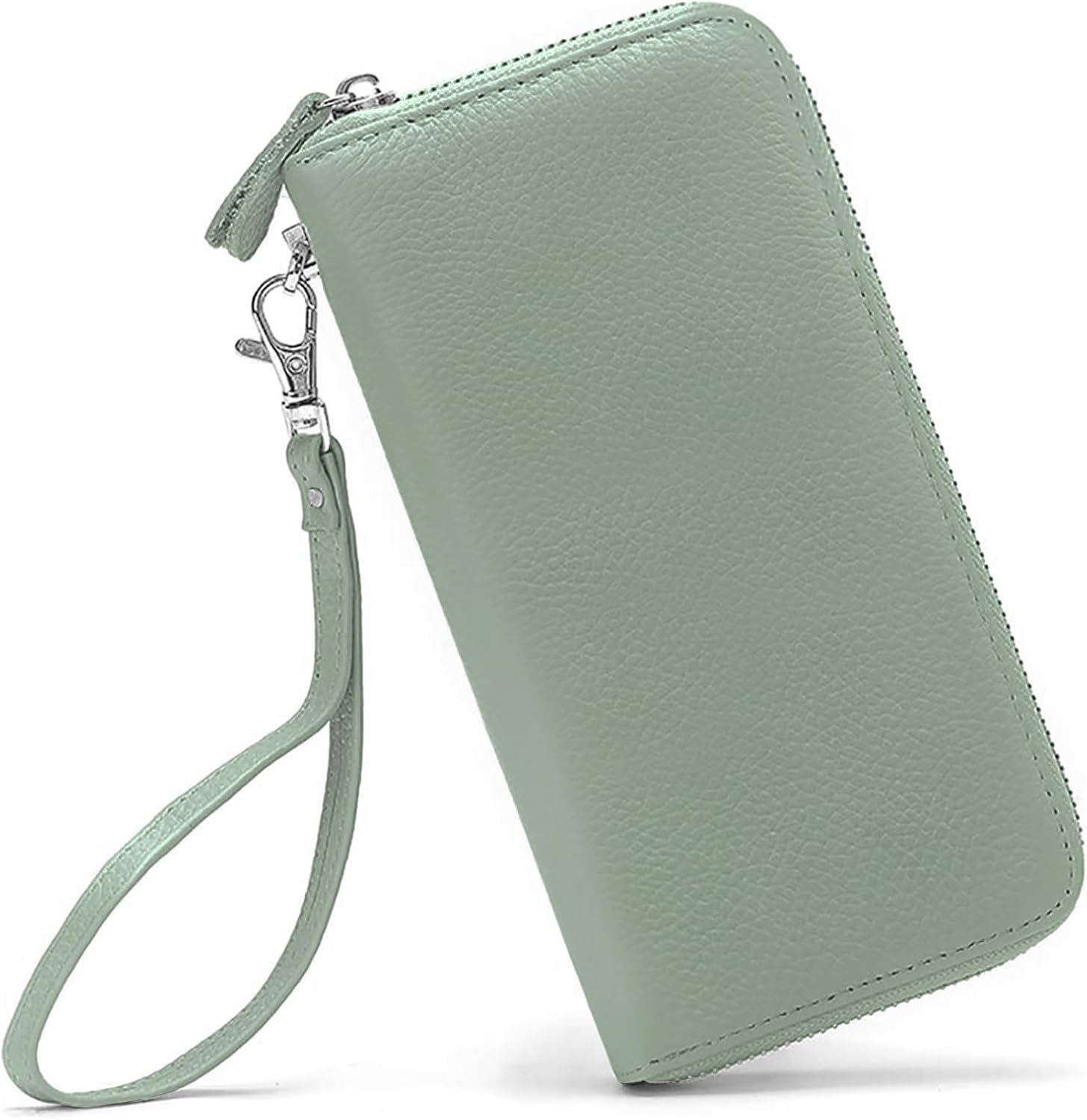 Womens Wallet RFID Blocking Genuine Leather Zip Around Wallet Clutch Wristlet Travel Long Purse for Women