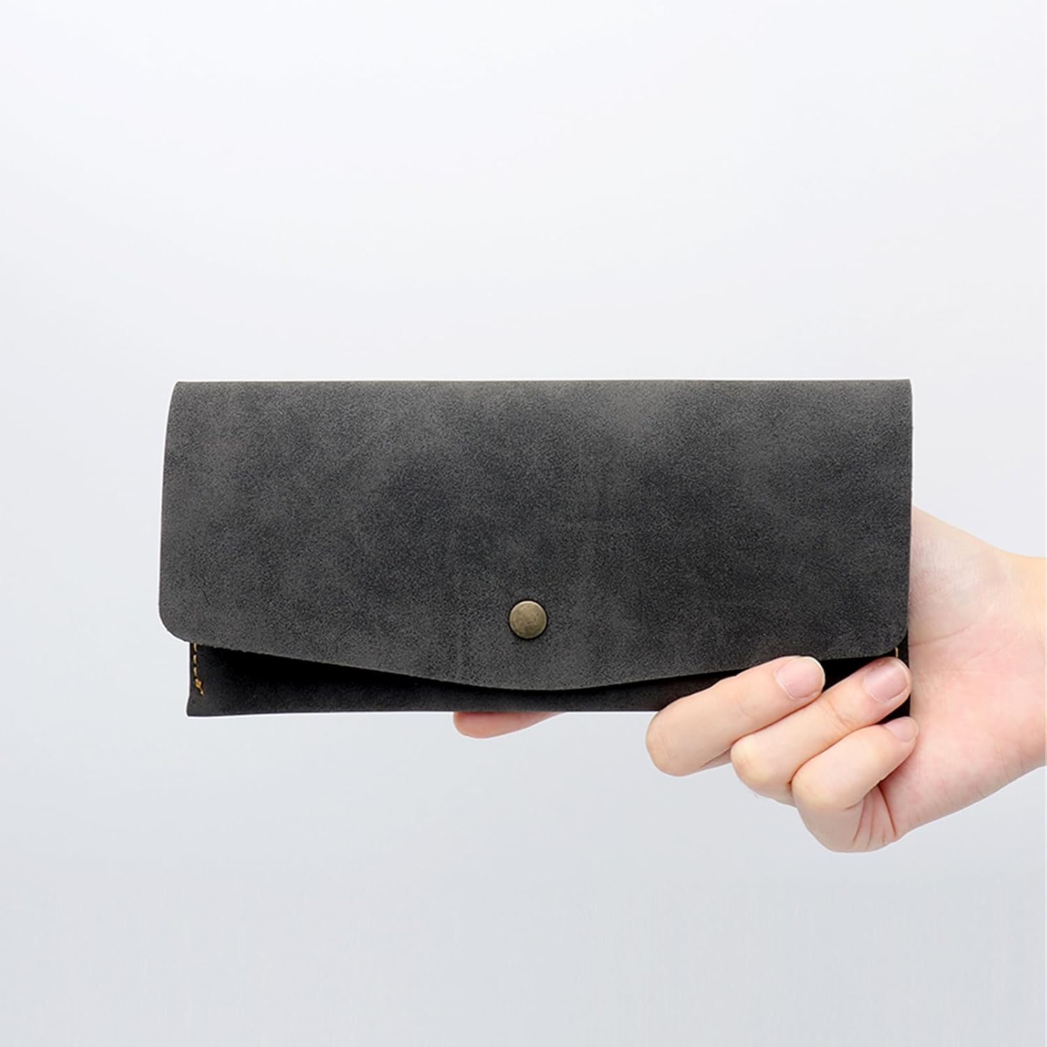 Balck Money Wallet Faux Leather Budget Money Dollar Bill Receipt Cash Coupon Holder Credit Card Organizer for Women and Men (Black) - Image 2