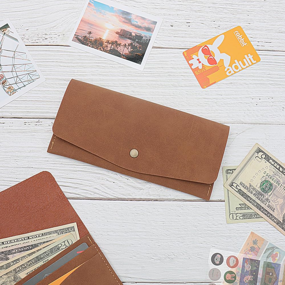 Cash Envelope Wallet Brown Budget Money Dollar Bill Receipt Coupon Holder Credit Card Organizer for Women and Men (Brown) - Image 2