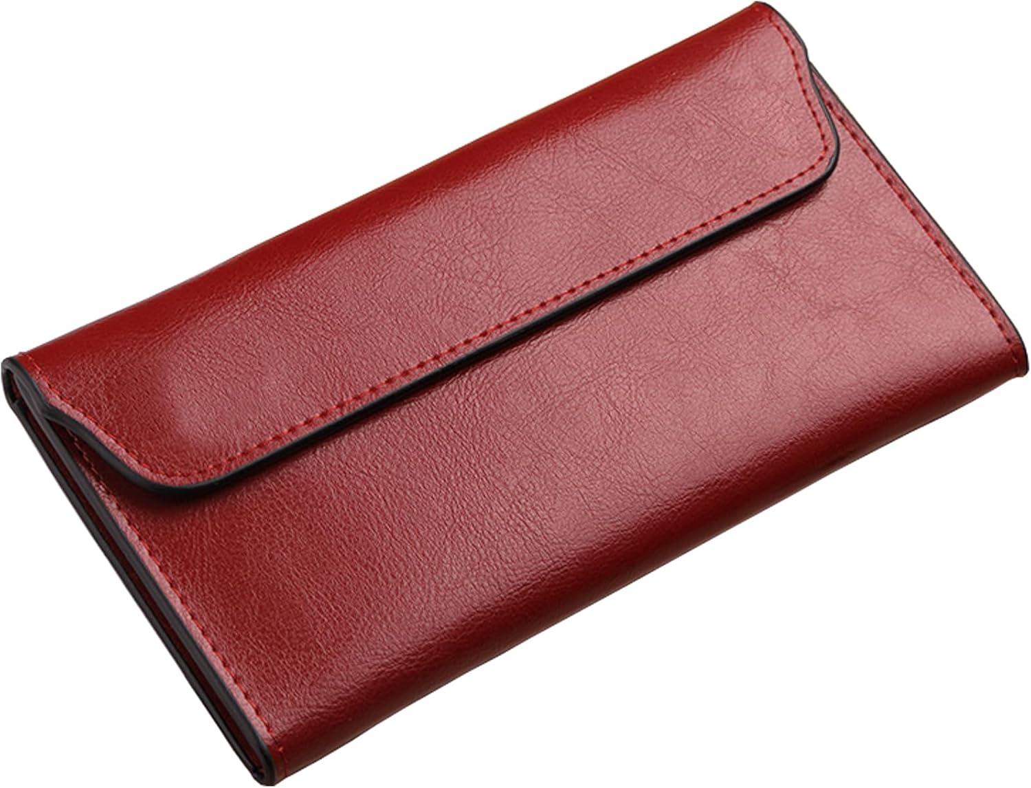 Retro Leather Envelope Women's Phone Card Holder Wallet, Thin Large Capacity Multifunctiona Leather Wallet, Clutch Wallet for Mother's Day Thanksgiving Fashion Gift (Wine Red)