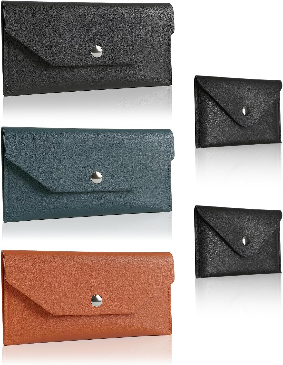 3PCS Wallet for Cash with 2PCS Card Organizer, PU Leather Envelope Money Holder for Women Men