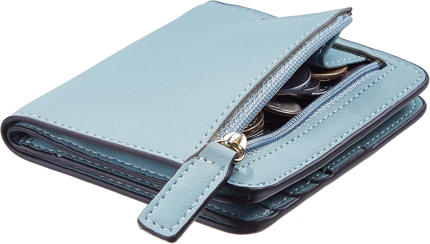 Small Wallet for Women, Slim Bifold Credit Card Holder, Compact RFID Blocking Cash Wallet, Billfolds Thin Leather Zipper Pocket, Mini Wallet Gift for Ladies Teen Girls Travel with ID Window - Image 2