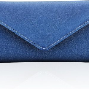 Leather Slim Currency and Coin Envelope Wallet, RFID Blocking, 2 ID Windows, Coin Pocket, Blue