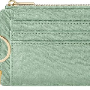 Card Case Slim Front Pocket Wallet for Women Credit Card Holder with Keychain