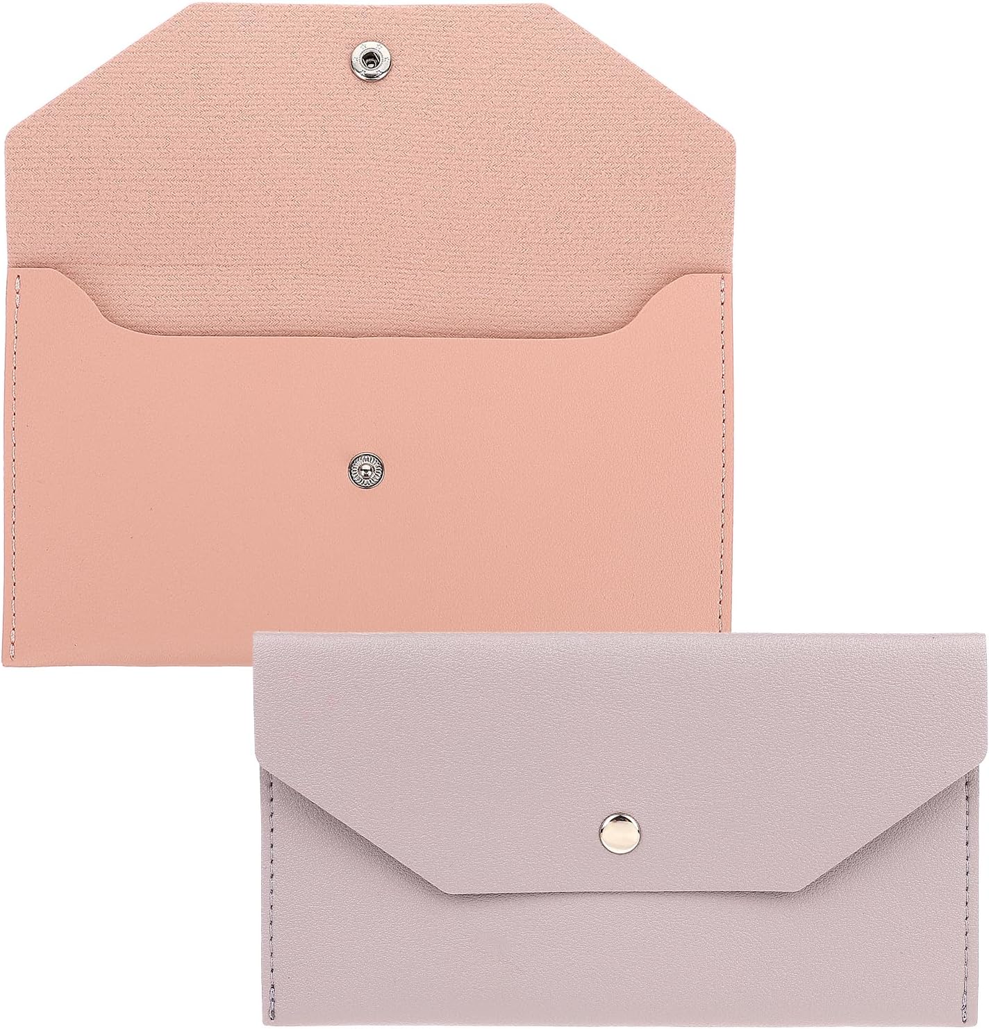 2-Piece Cash Envelope Wallet - PU Leather Reusable Budget Envelopes for Cash, Checks, Bills