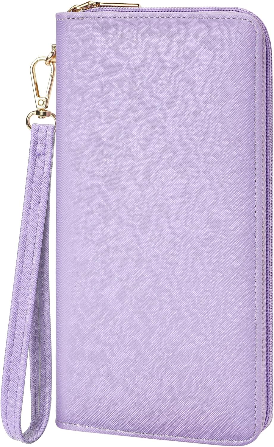 Women's Vegan Leather Clutch Wallet with Zip, Hand Strap, Large Capacity