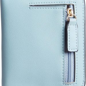 Small Wallet for Women, Slim Bifold Credit Card Holder, Compact RFID Blocking Cash Wallet, Billfolds Thin Leather Zipper Pocket, Mini Wallet Gift for Ladies Teen Girls Travel with ID Window